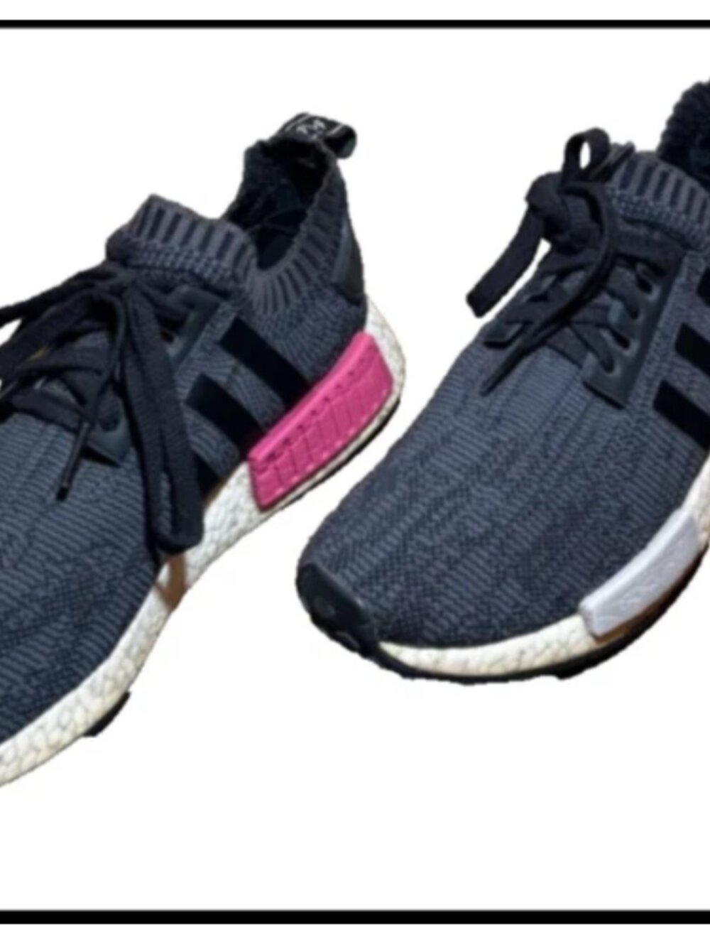 Adidas NMD_R1 Primeknit Black/ Pink Women's Tennis Running Shoe Sneaker 8.5